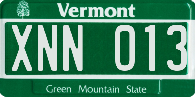 VT license plate XNN013