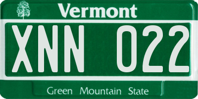 VT license plate XNN022