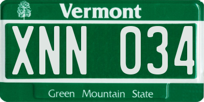 VT license plate XNN034