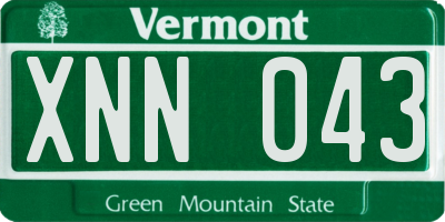 VT license plate XNN043
