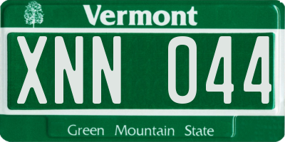 VT license plate XNN044