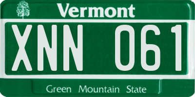 VT license plate XNN061