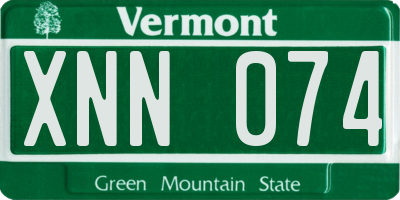 VT license plate XNN074