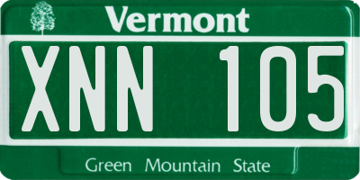 VT license plate XNN105