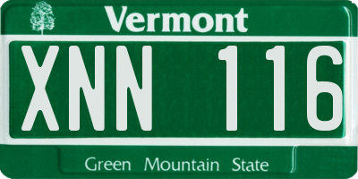 VT license plate XNN116