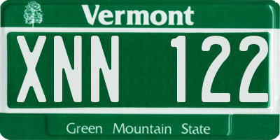 VT license plate XNN122