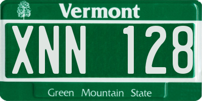 VT license plate XNN128