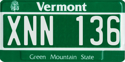 VT license plate XNN136