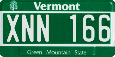 VT license plate XNN166