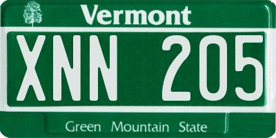 VT license plate XNN205