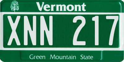 VT license plate XNN217