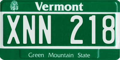VT license plate XNN218