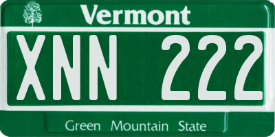 VT license plate XNN222