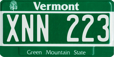 VT license plate XNN223