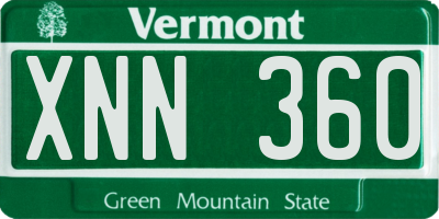 VT license plate XNN360