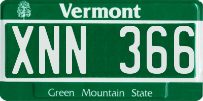 VT license plate XNN366
