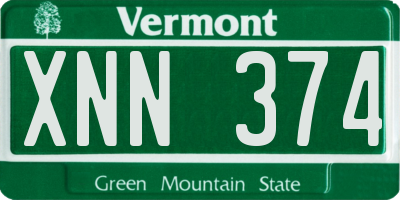 VT license plate XNN374