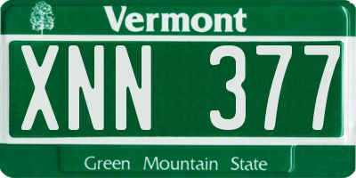 VT license plate XNN377