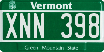 VT license plate XNN398