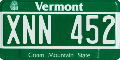 VT license plate XNN452