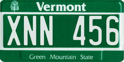 VT license plate XNN456