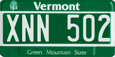 VT license plate XNN502