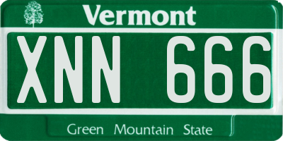 VT license plate XNN666