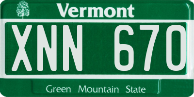 VT license plate XNN670