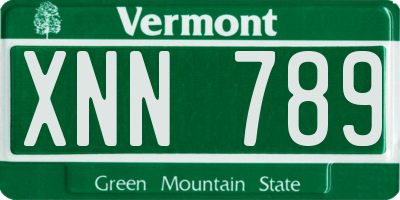 VT license plate XNN789