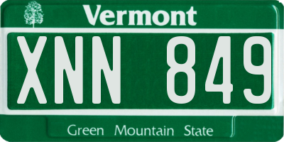 VT license plate XNN849