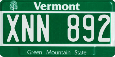 VT license plate XNN892