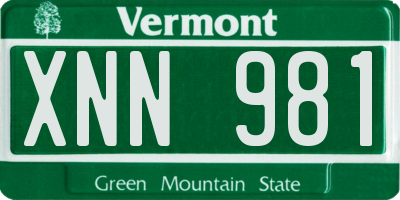 VT license plate XNN981