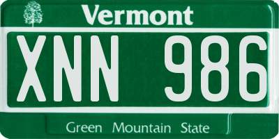 VT license plate XNN986