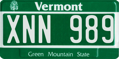 VT license plate XNN989