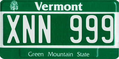 VT license plate XNN999