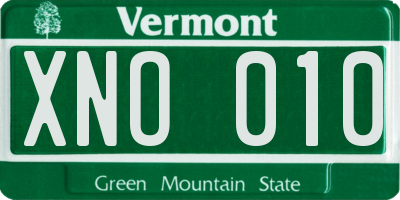 VT license plate XNO010