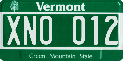 VT license plate XNO012