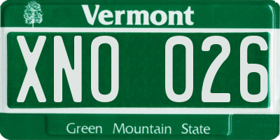 VT license plate XNO026