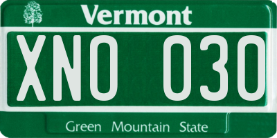 VT license plate XNO030