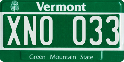 VT license plate XNO033