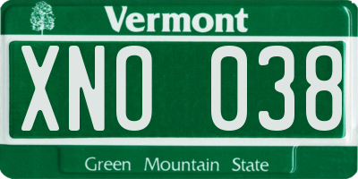 VT license plate XNO038