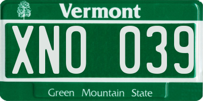 VT license plate XNO039