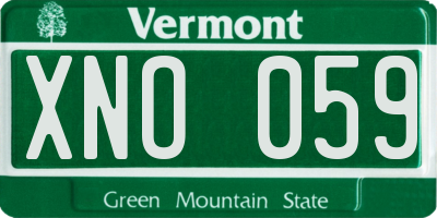 VT license plate XNO059