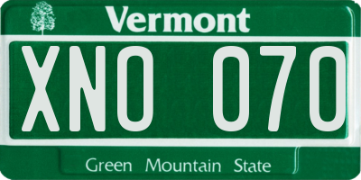 VT license plate XNO070
