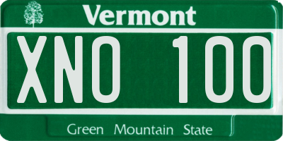 VT license plate XNO100