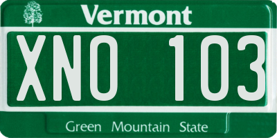 VT license plate XNO103