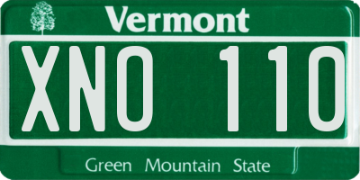 VT license plate XNO110
