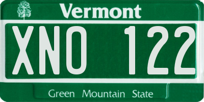 VT license plate XNO122