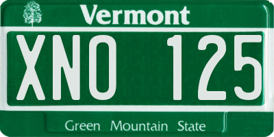 VT license plate XNO125