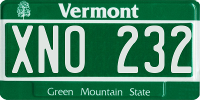 VT license plate XNO232